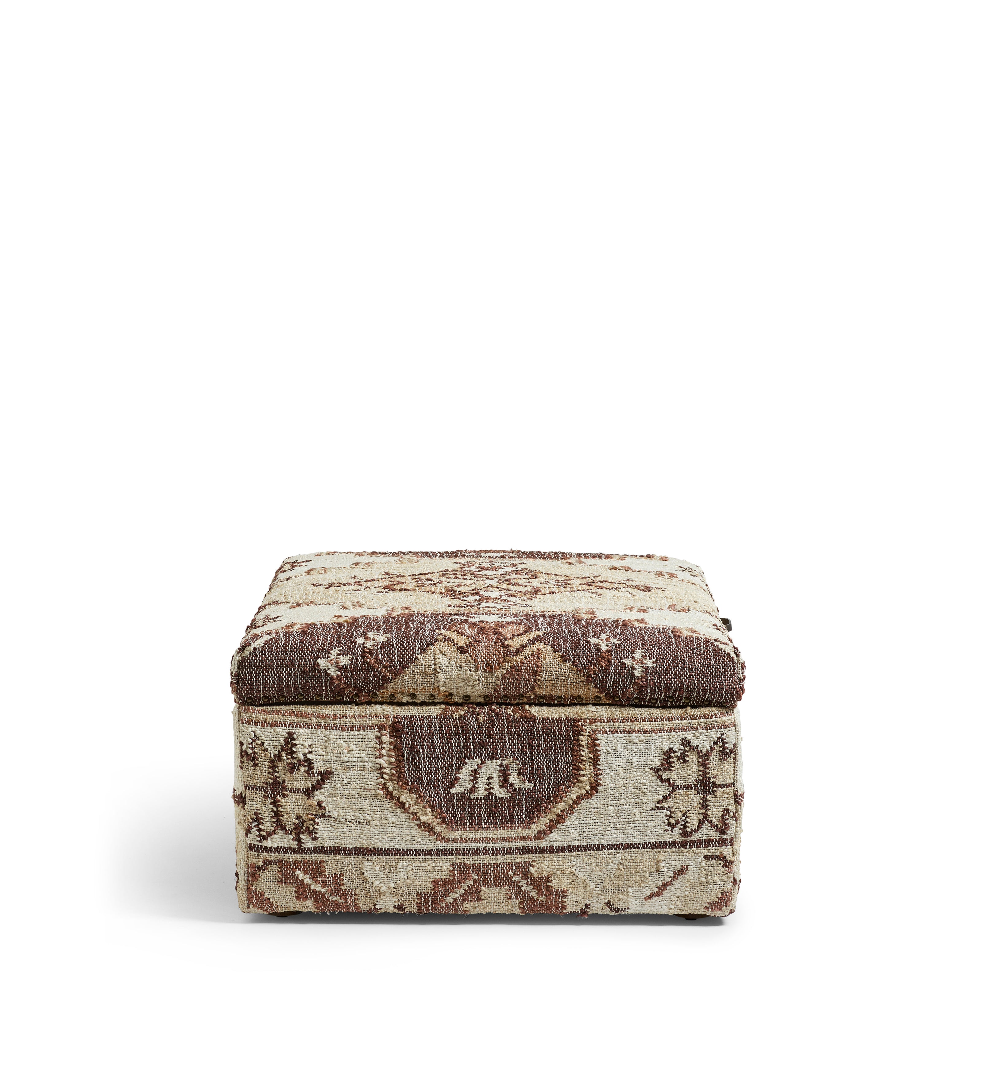 Leila Upholstered Ottoman - Chestnut