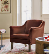 Levens Velvet Armchair - Russet