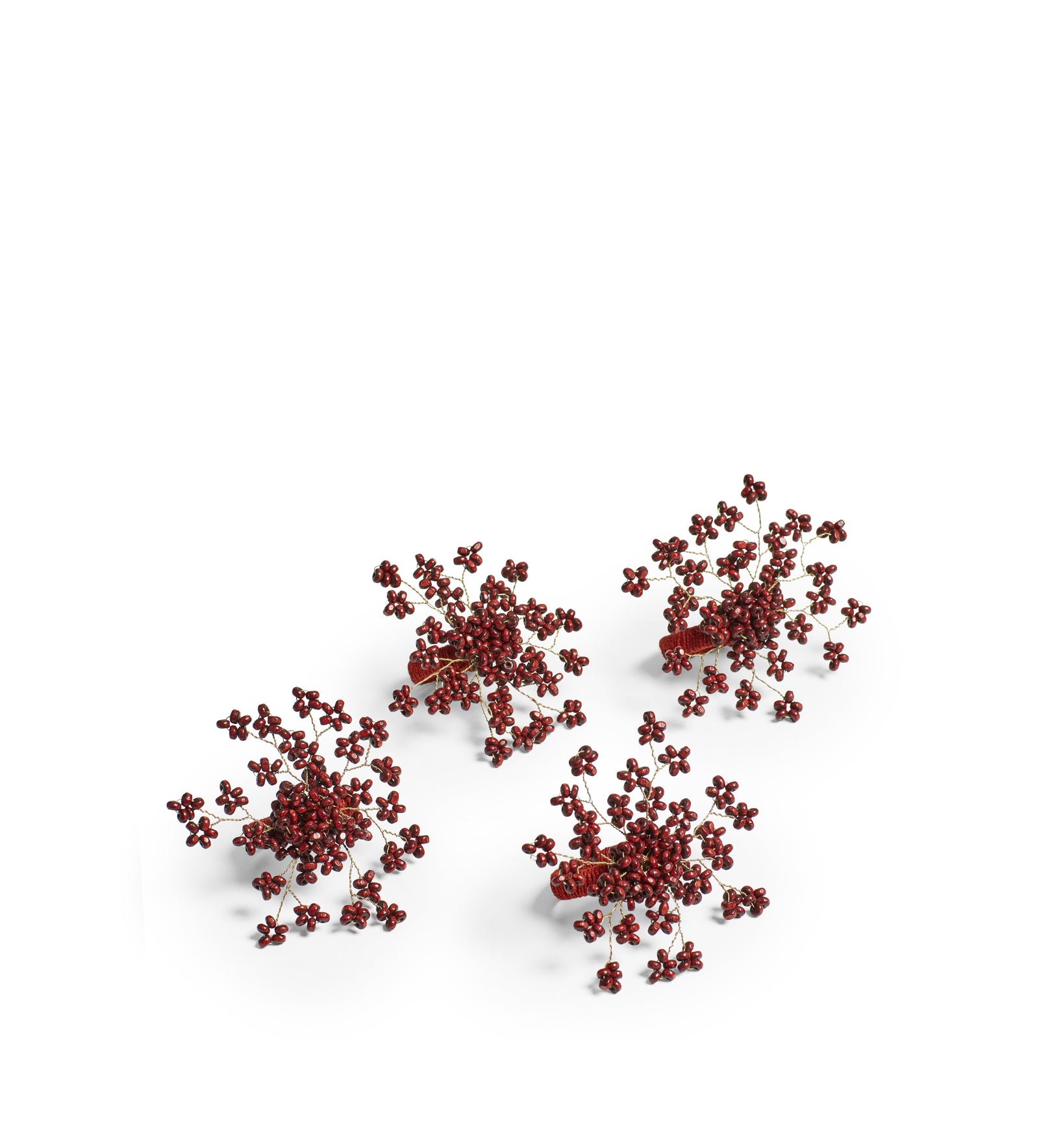 Manaka Beaded Napkin Rings - Set of Four - Red