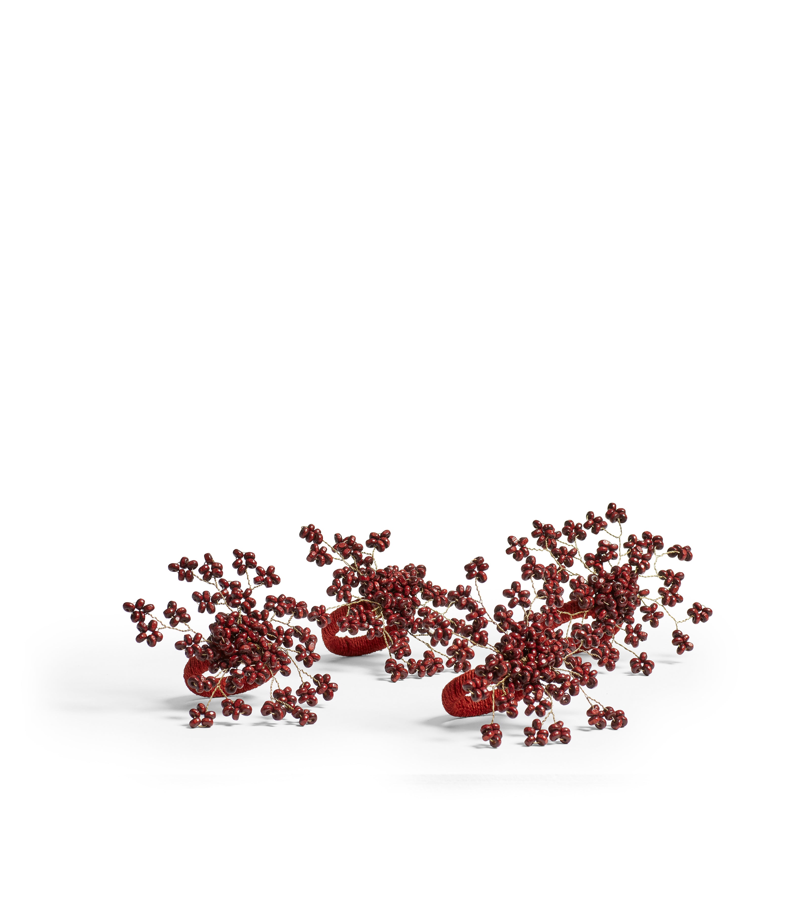 Manaka Beaded Napkin Rings - Set of Four - Red