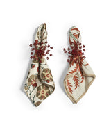 Manaka Beaded Napkin Rings - Set of Four - Red