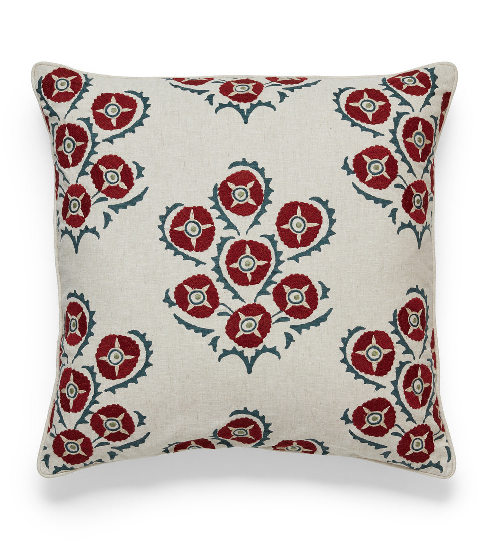 Memi Cushion Cover - Warm Red/Air Force Blue