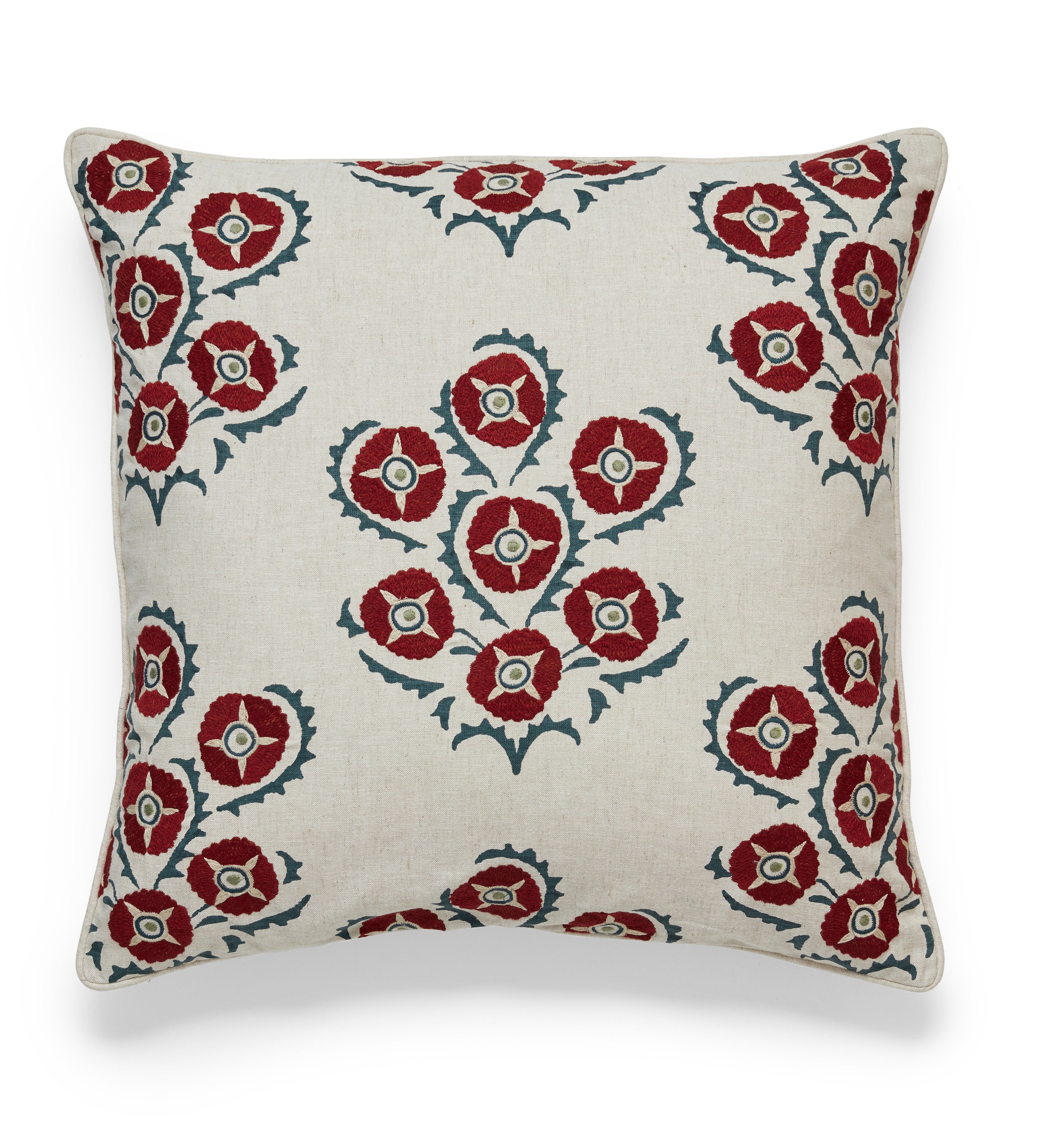Memi Cushion Cover - Warm Red/Air Force Blue