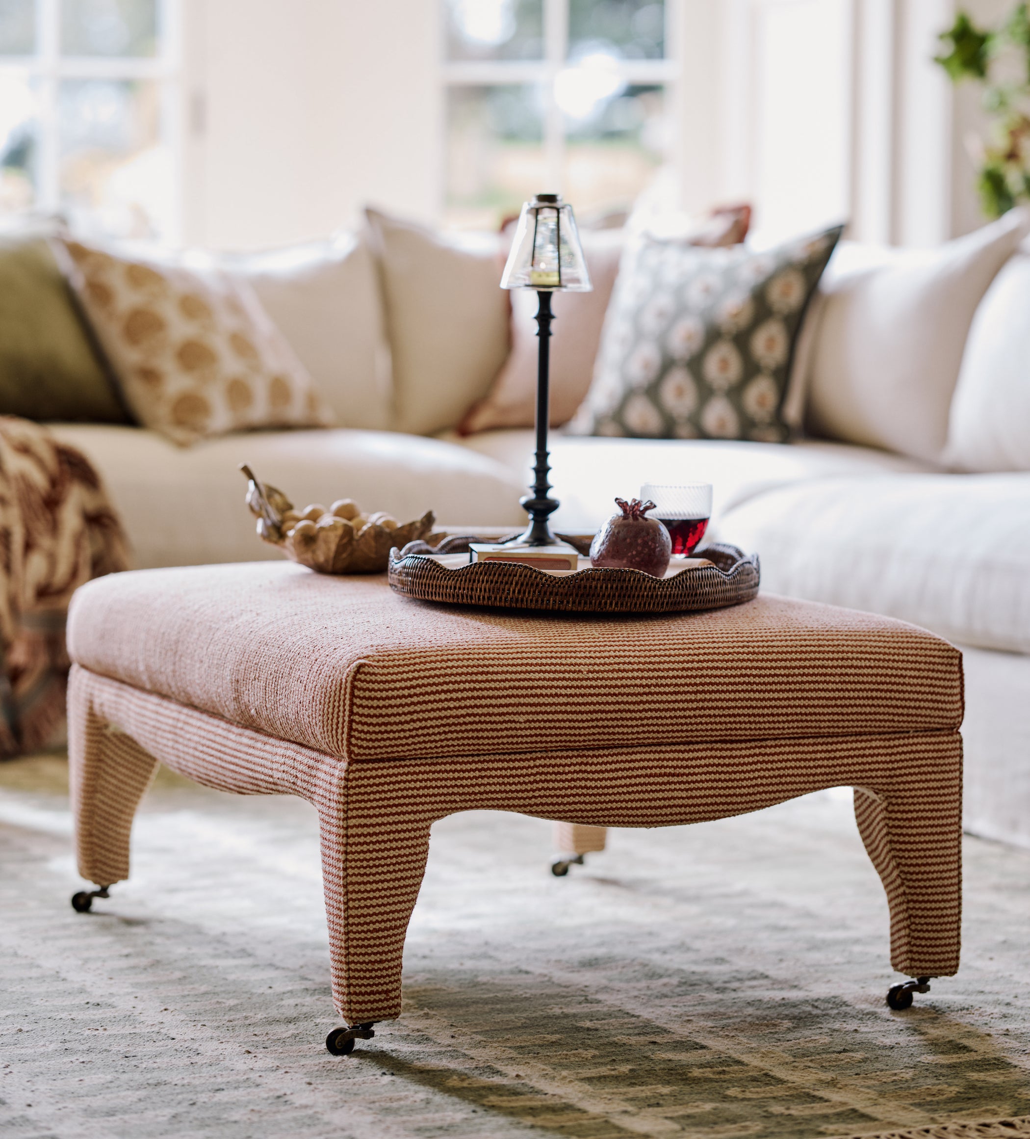 Montalto Upholstered Ottoman - Dirty Orange