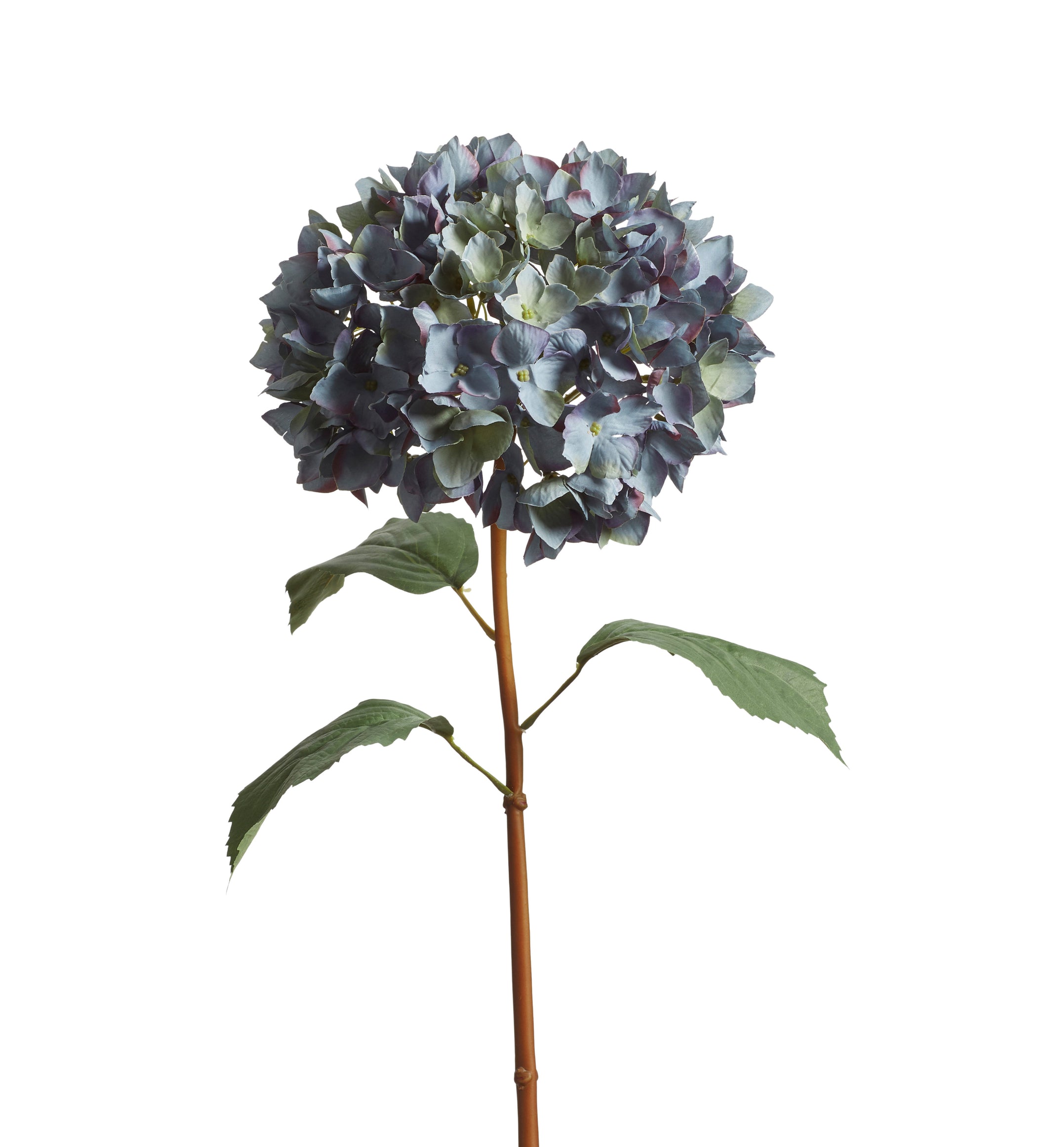 Faux Mophead Hydrangea Stem - Blue