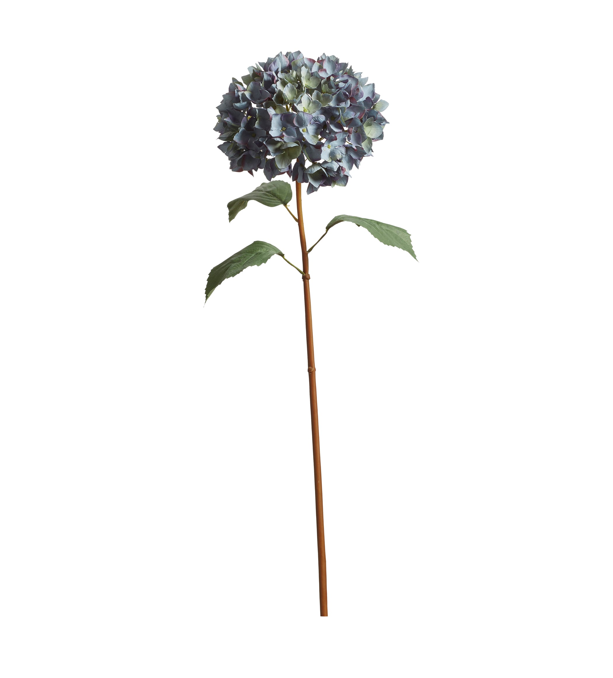Faux Mophead Hydrangea Stem - Blue