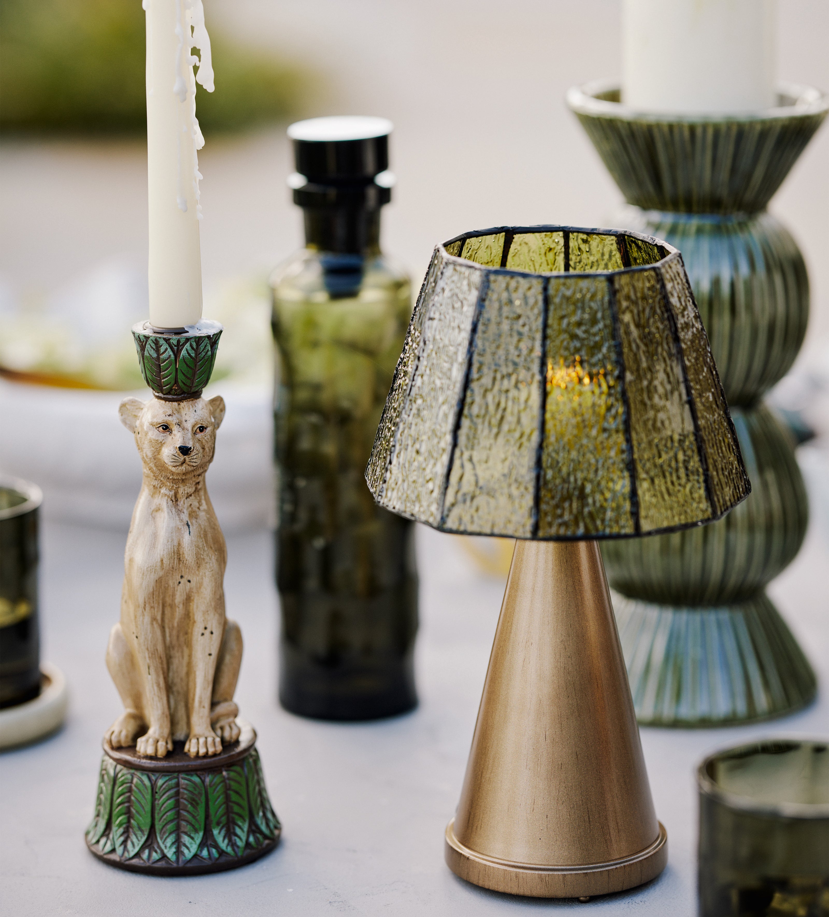 Mosaica Portable Table Lamp and Shade - Green