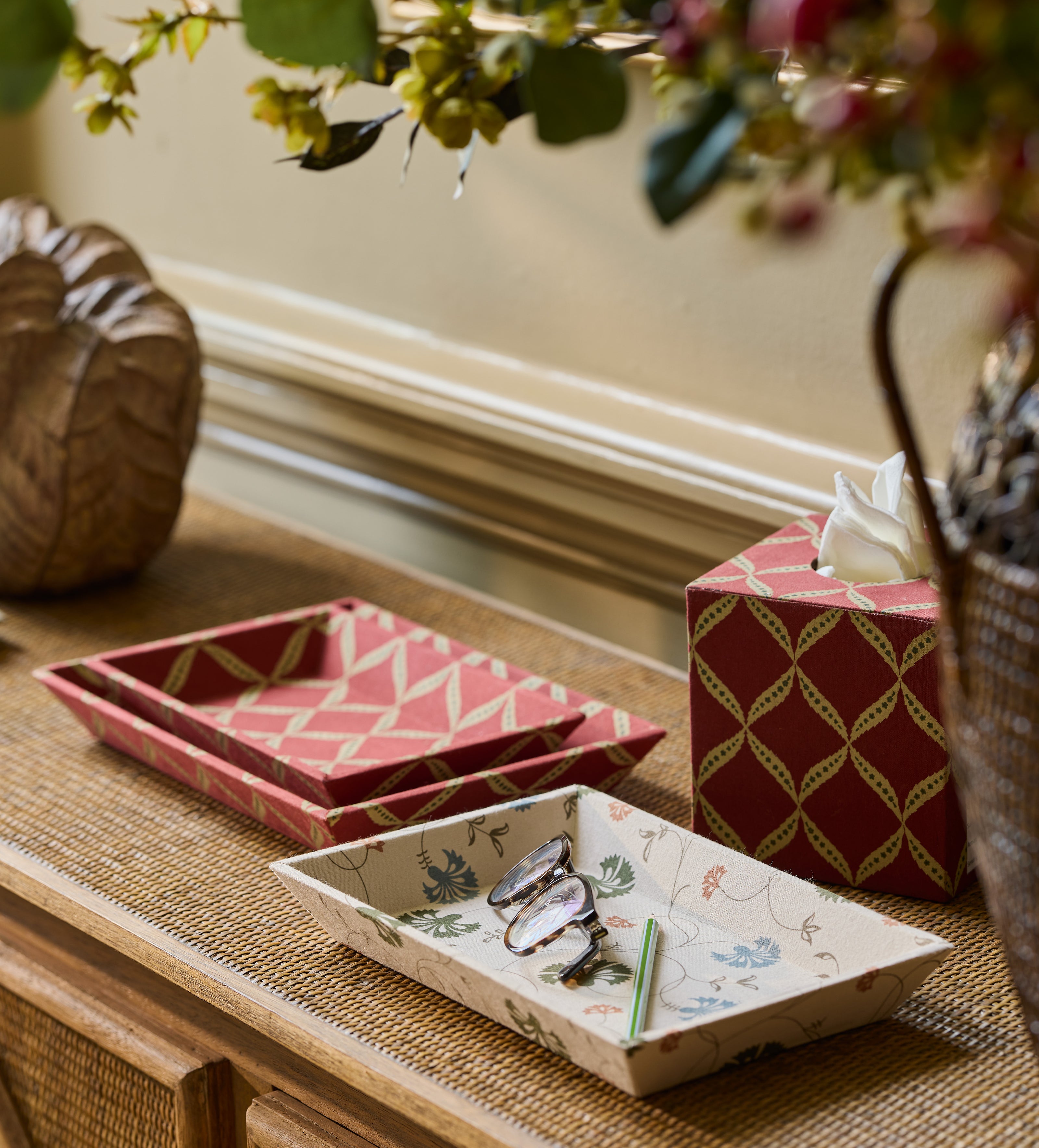 Set of 3 Nava and Atara Trays - Apricot