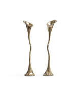 Ninfea Candle Holders Pair - Antique Brass