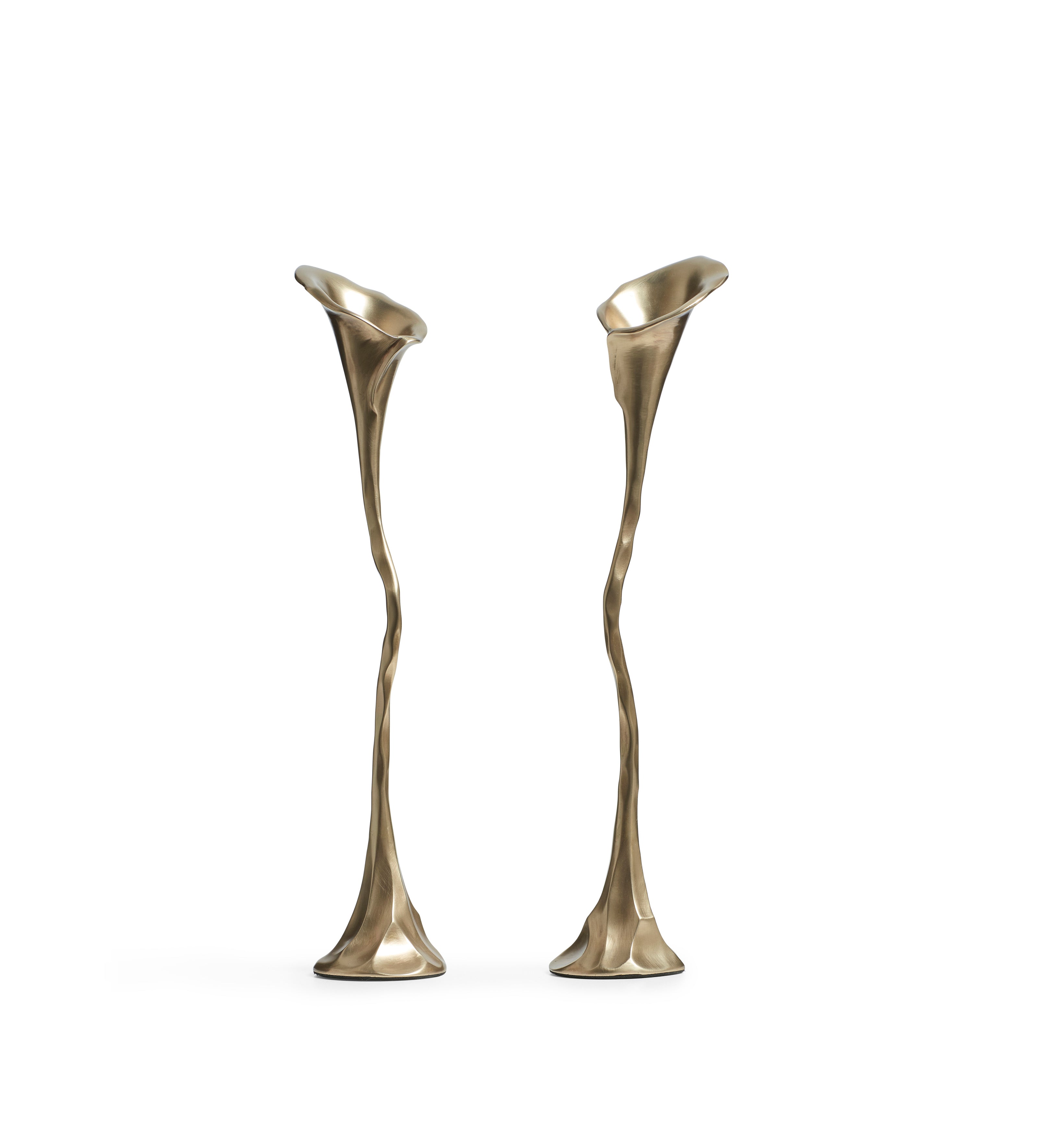 Ninfea Candle Holders Pair - Antique Brass