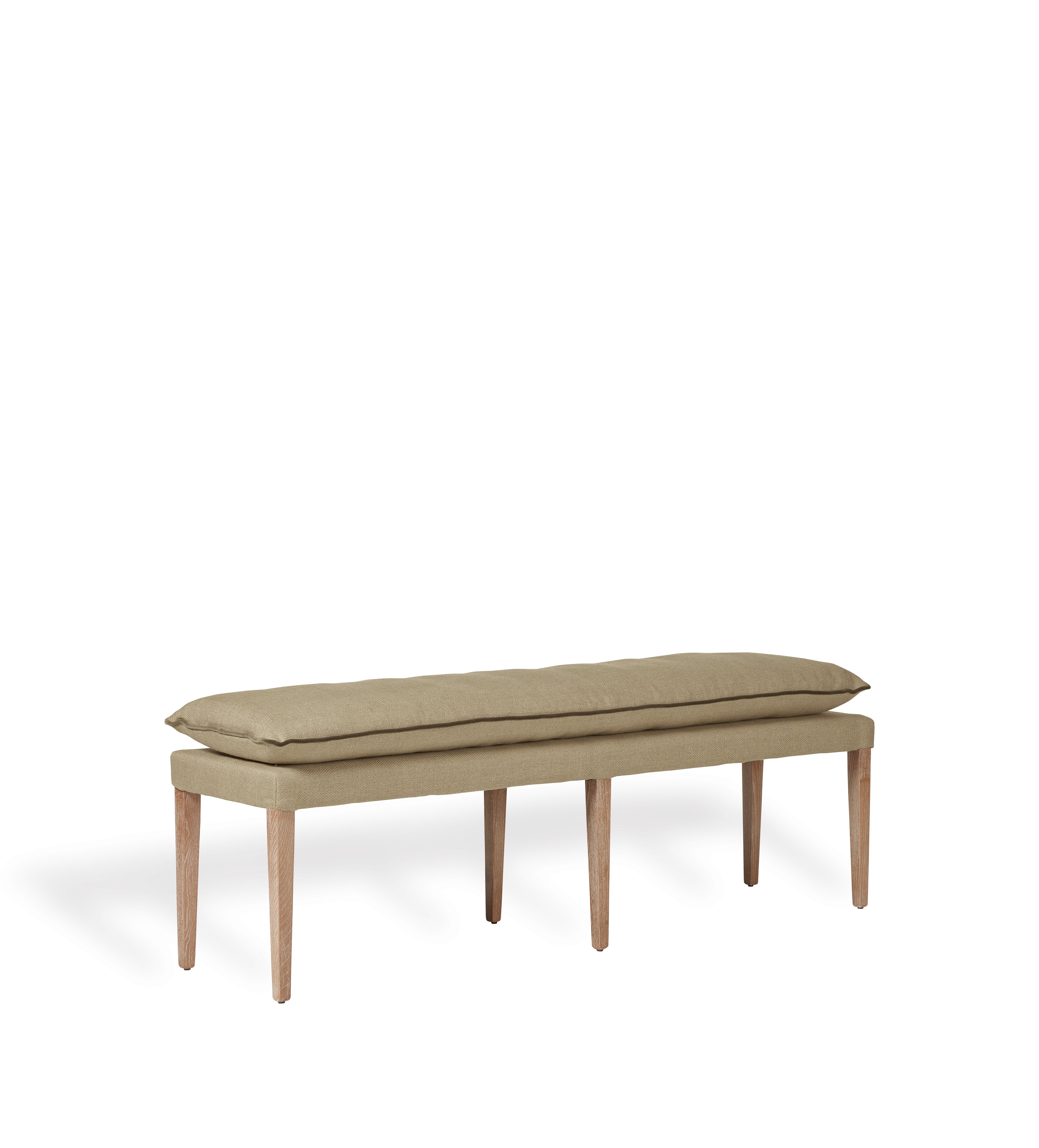 Nott Linen Bench - Wild Oats Wide Herringbone Beige | OKA