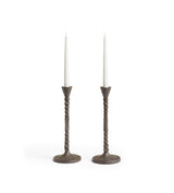 Notte Pair of Candle Holders - Antique Grey