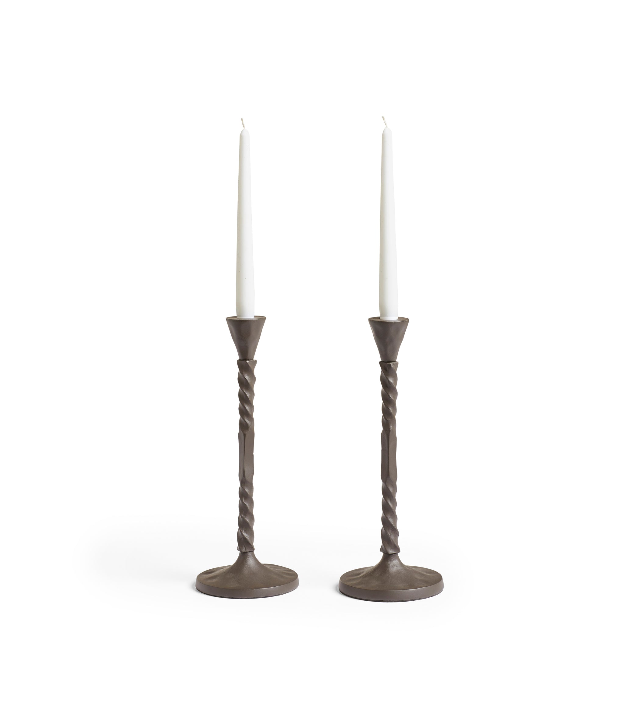 Notte Pair of Candle Holders - Antique Grey