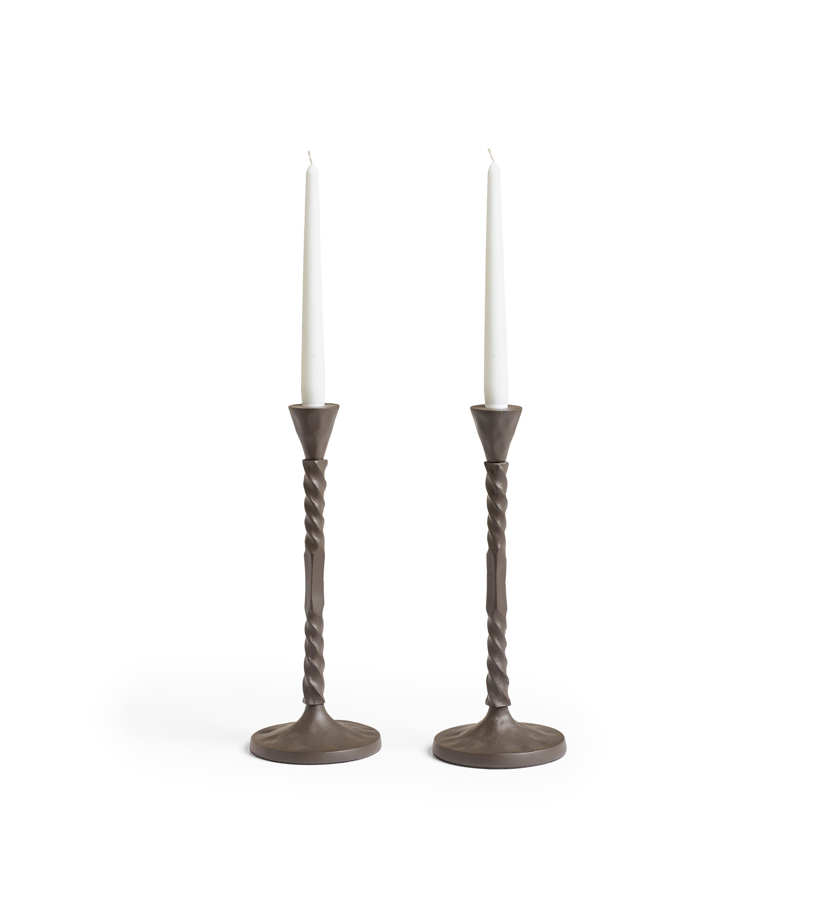 Notte Pair of Candle Holders - Antique Grey
