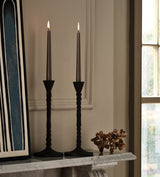 Notte Pair of Candle Holders - Antique Grey