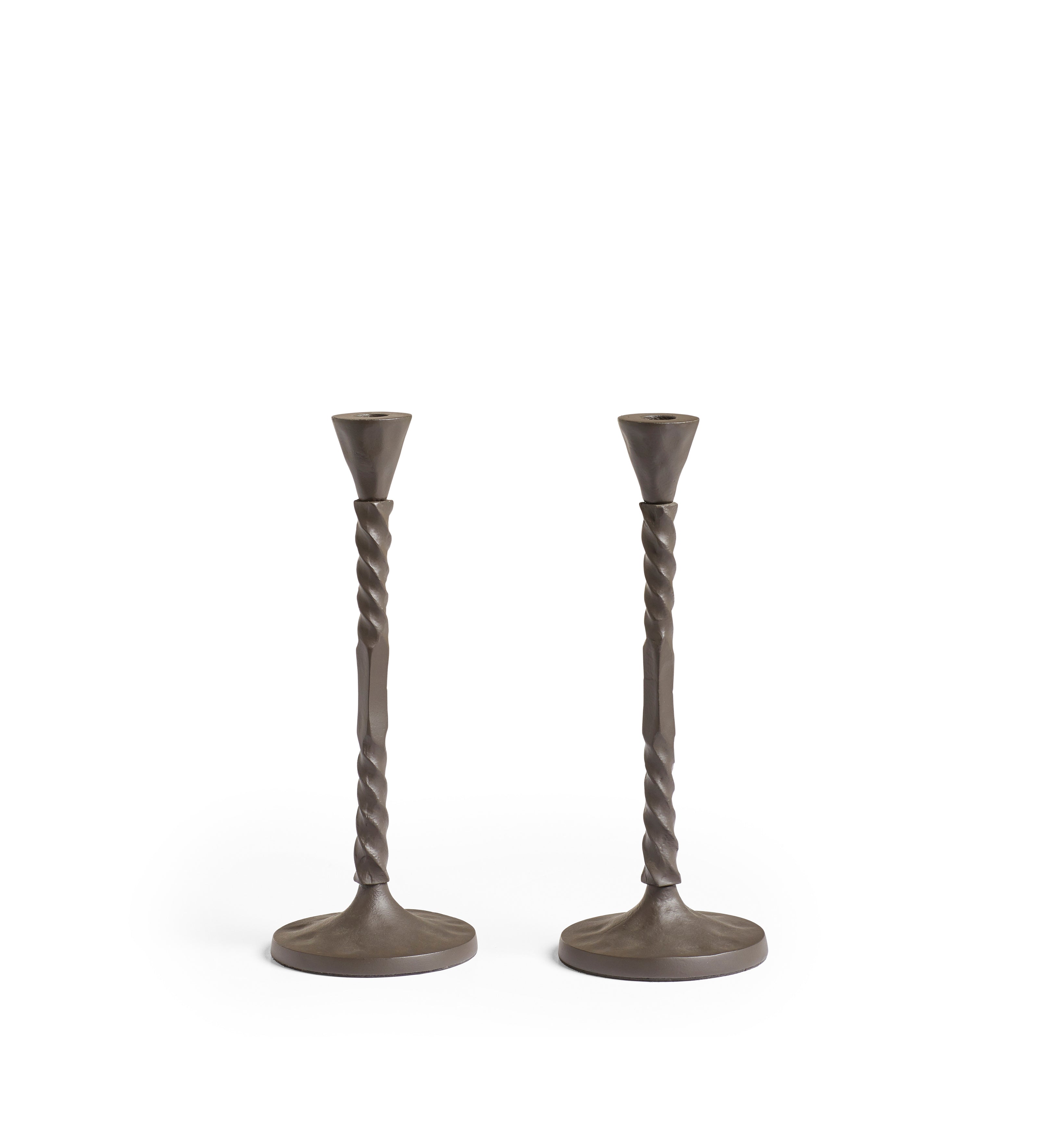 Notte Pair of Candle Holders - Antique Grey