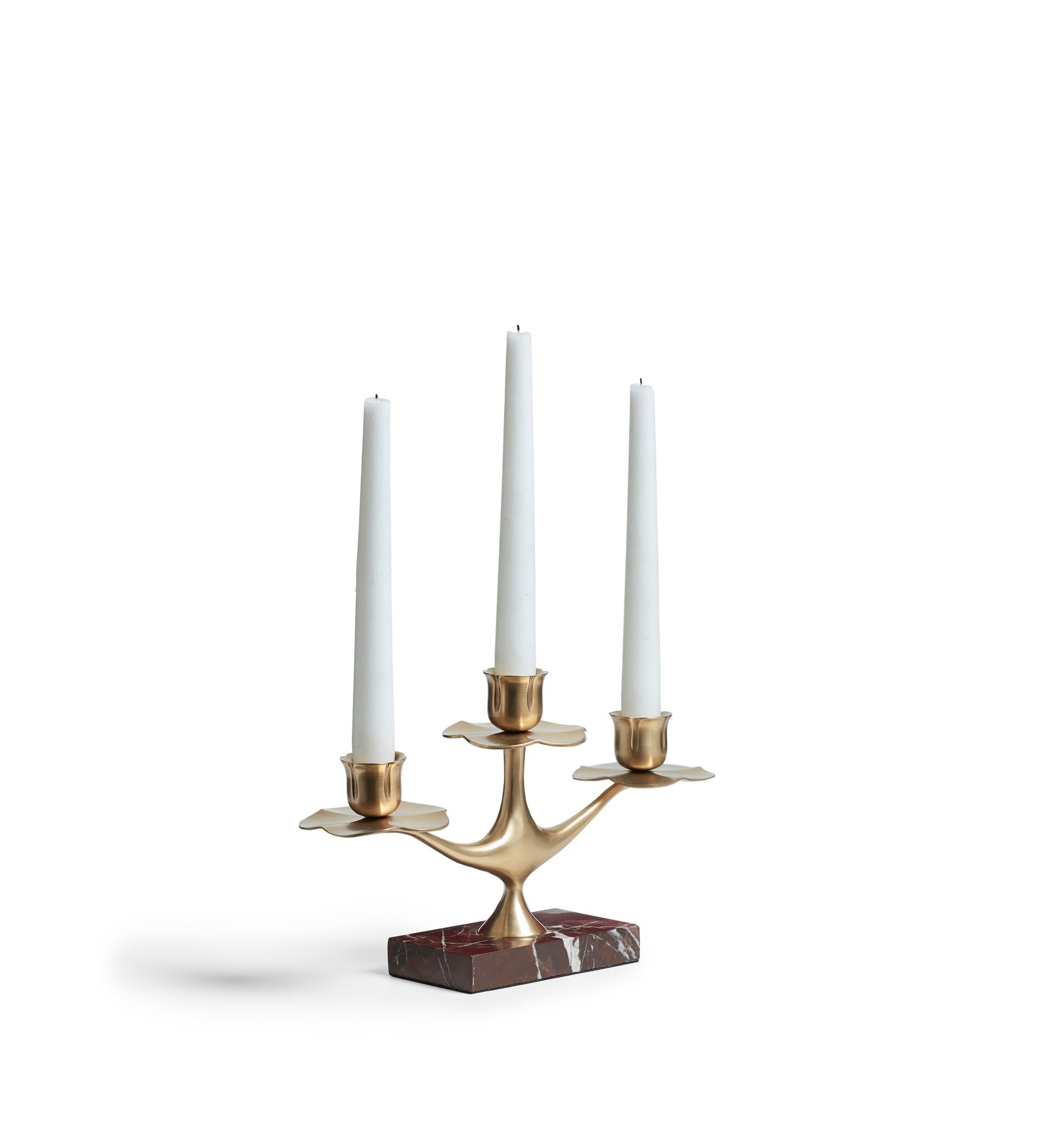 Nymphaea Marble Candle Holder - Antique Brass