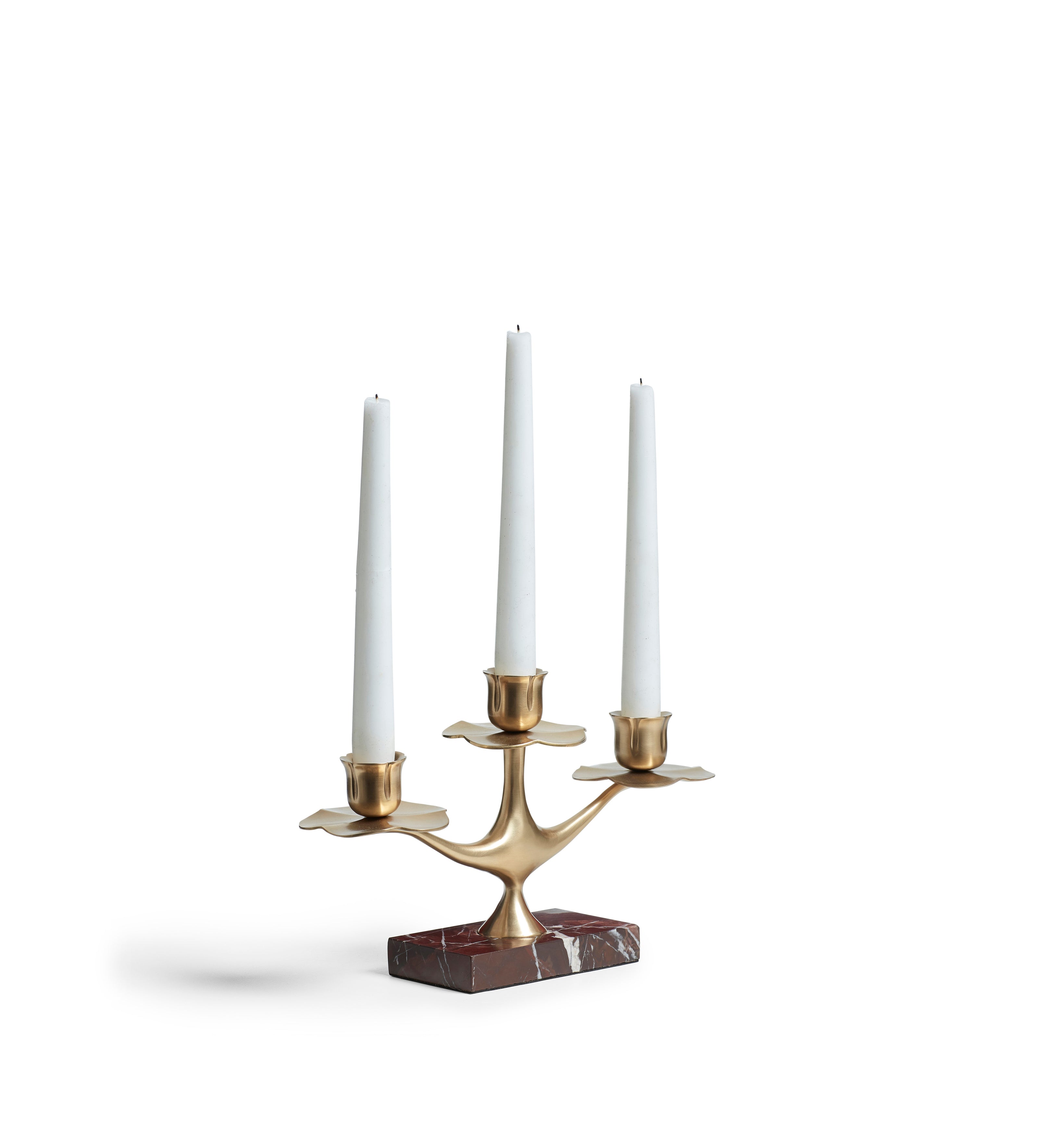 Nymphaea Marble Candle Holder - Antique Brass