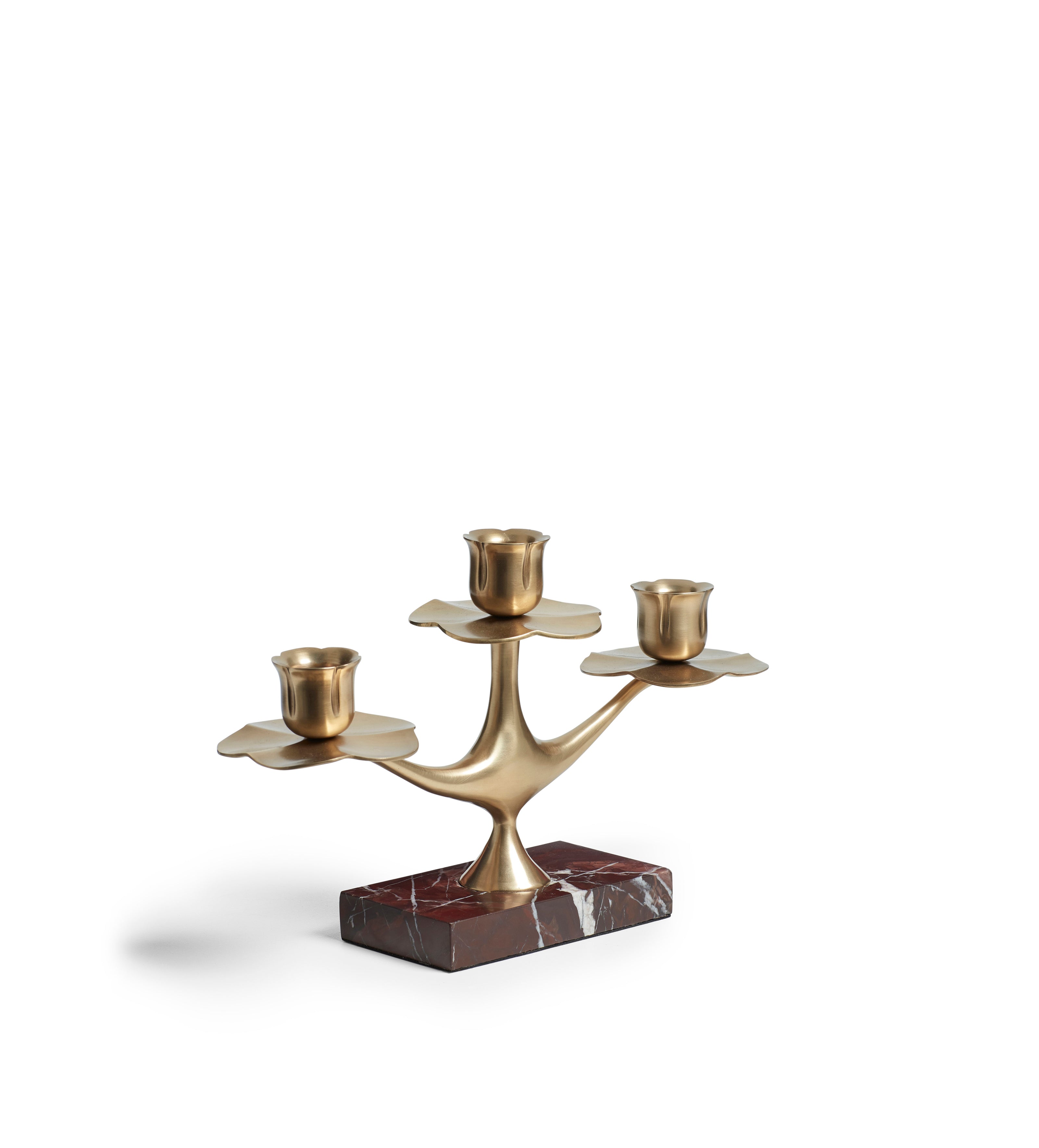 Nymphaea Marble Candle Holder - Antique Brass