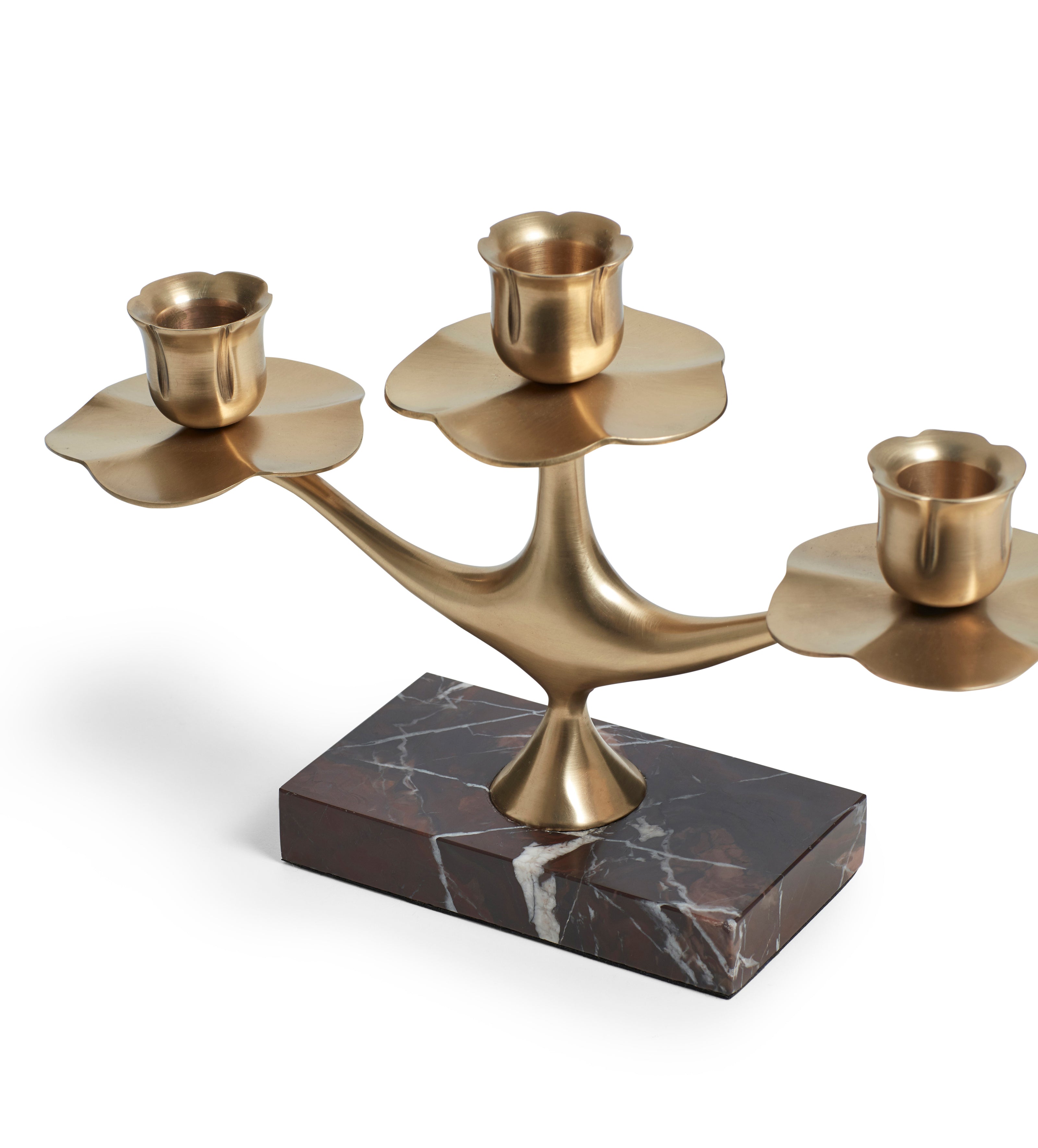 Nymphaea Marble Candle Holder - Antique Brass
