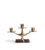 Nymphaea Marble Candle Holder - Antique Brass