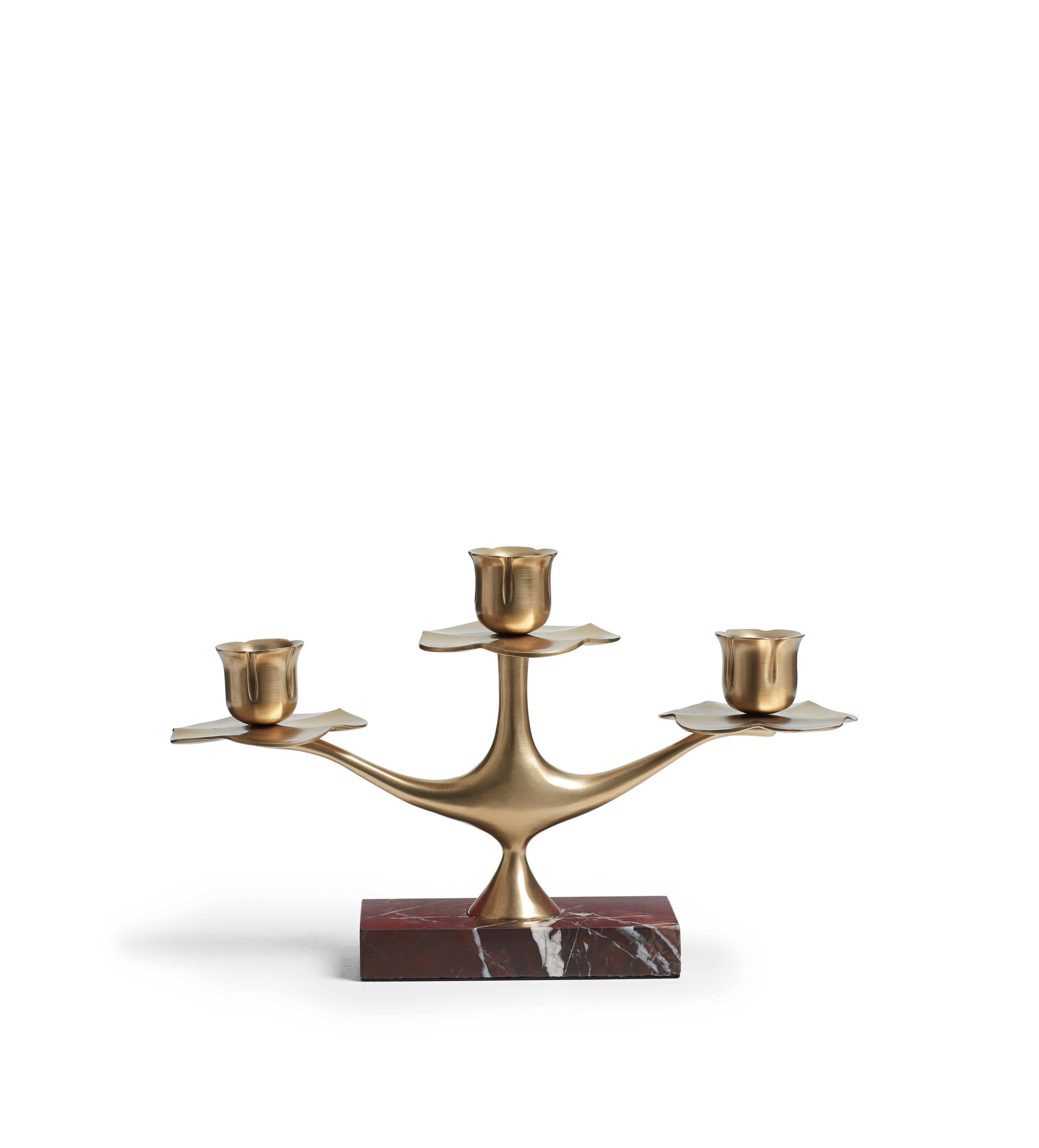 Nymphaea Marble Candle Holder - Antique Brass