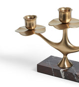 Nymphaea Marble Candle Holder - Antique Brass