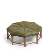 Ottagono Leather Ottoman - Spruce