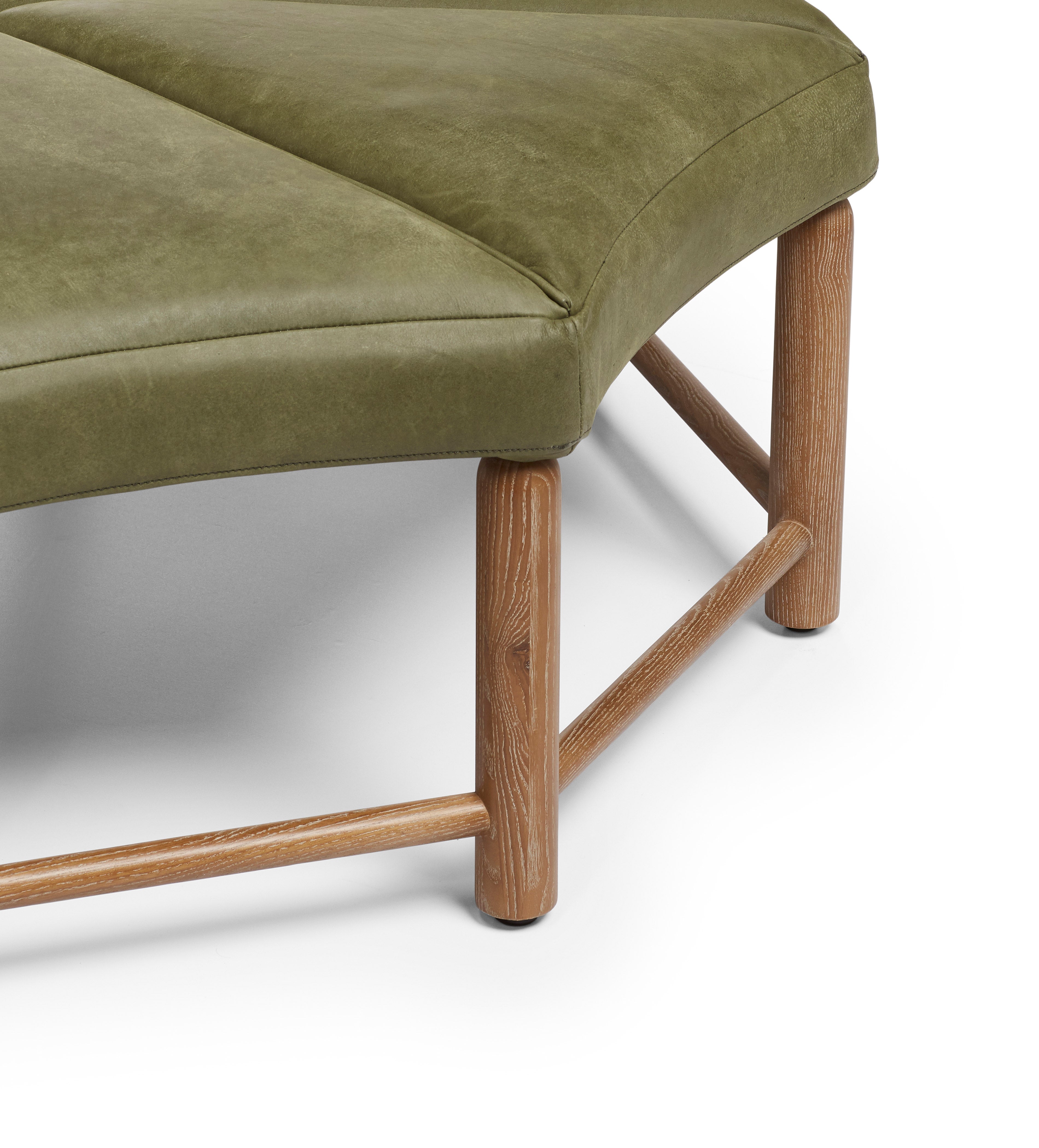 Ottagono Leather Ottoman - Spruce | OKA