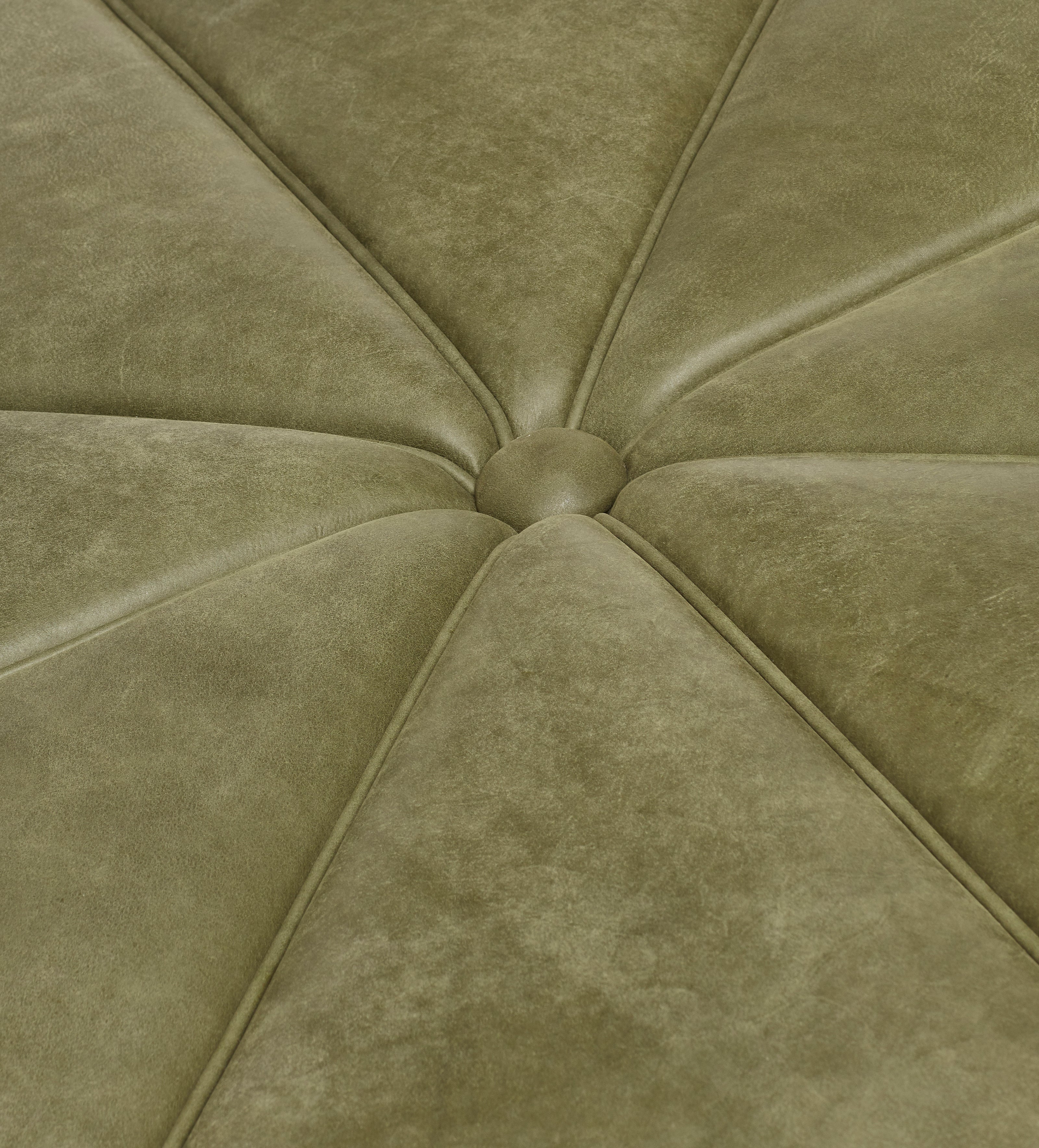 Ottagono Leather Ottoman - Spruce
