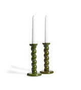 Barley Twist Candle Holders Pair - Spruce
