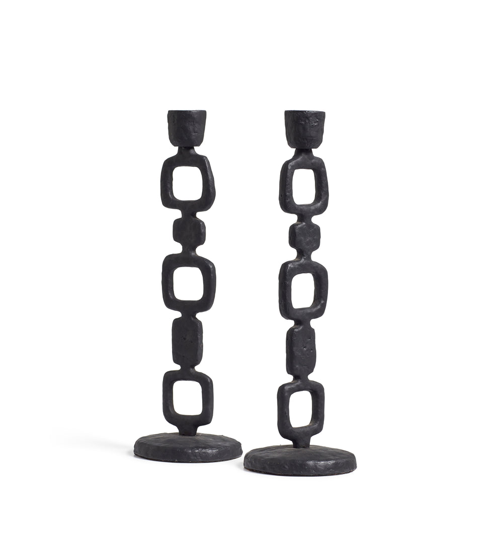 Coropuna Candle Holders Pair - Metallic Black