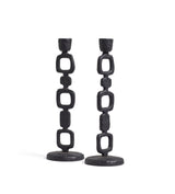 Coropuna Candle Holders Pair - Metallic Black