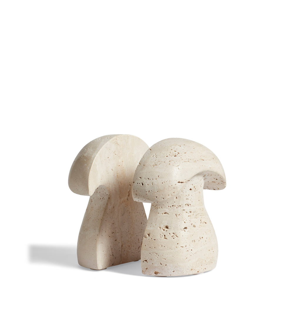 Muscaria Mushroom Bookends Pair - Travertine