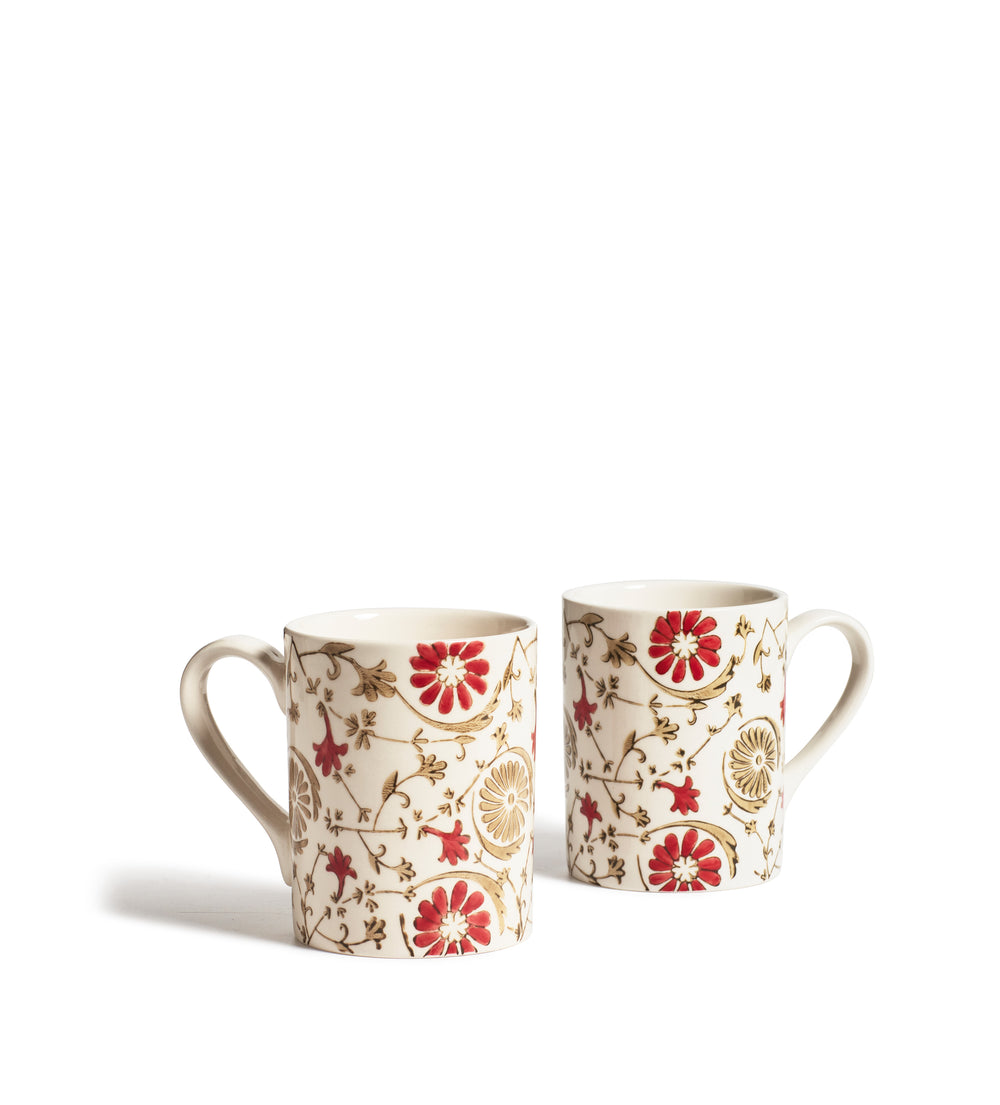 Sheki Mugs Pair - Olive