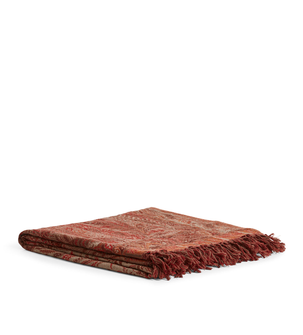 Paisley Throw - Warm Red