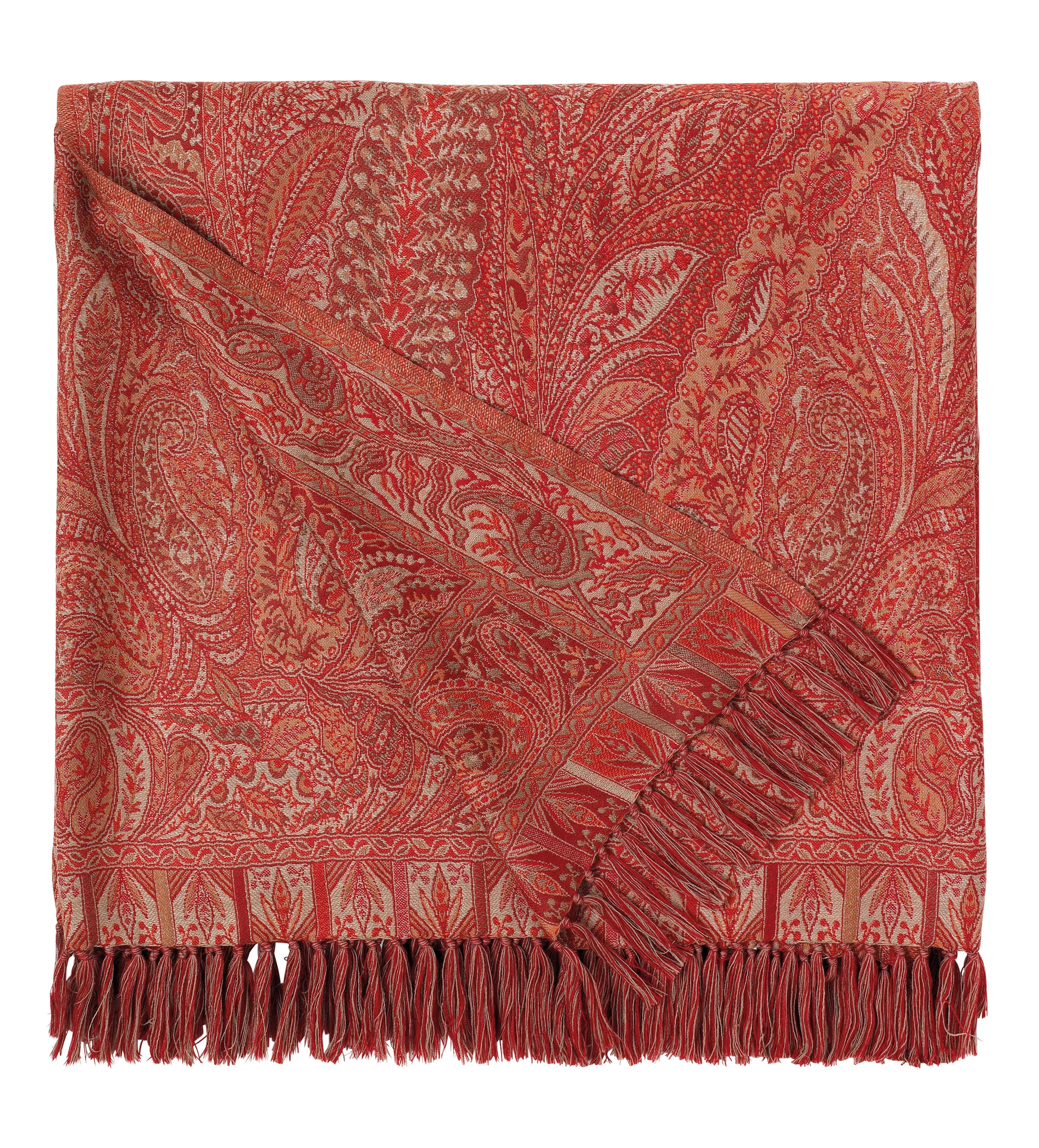 Paisley Throw - Warm Red