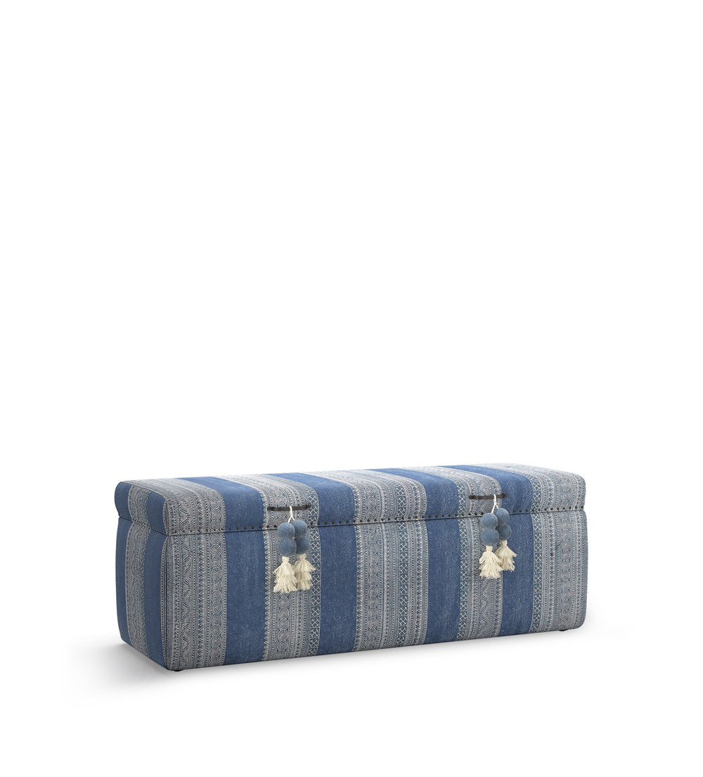 Palayam Upholstered Trunk - Blue