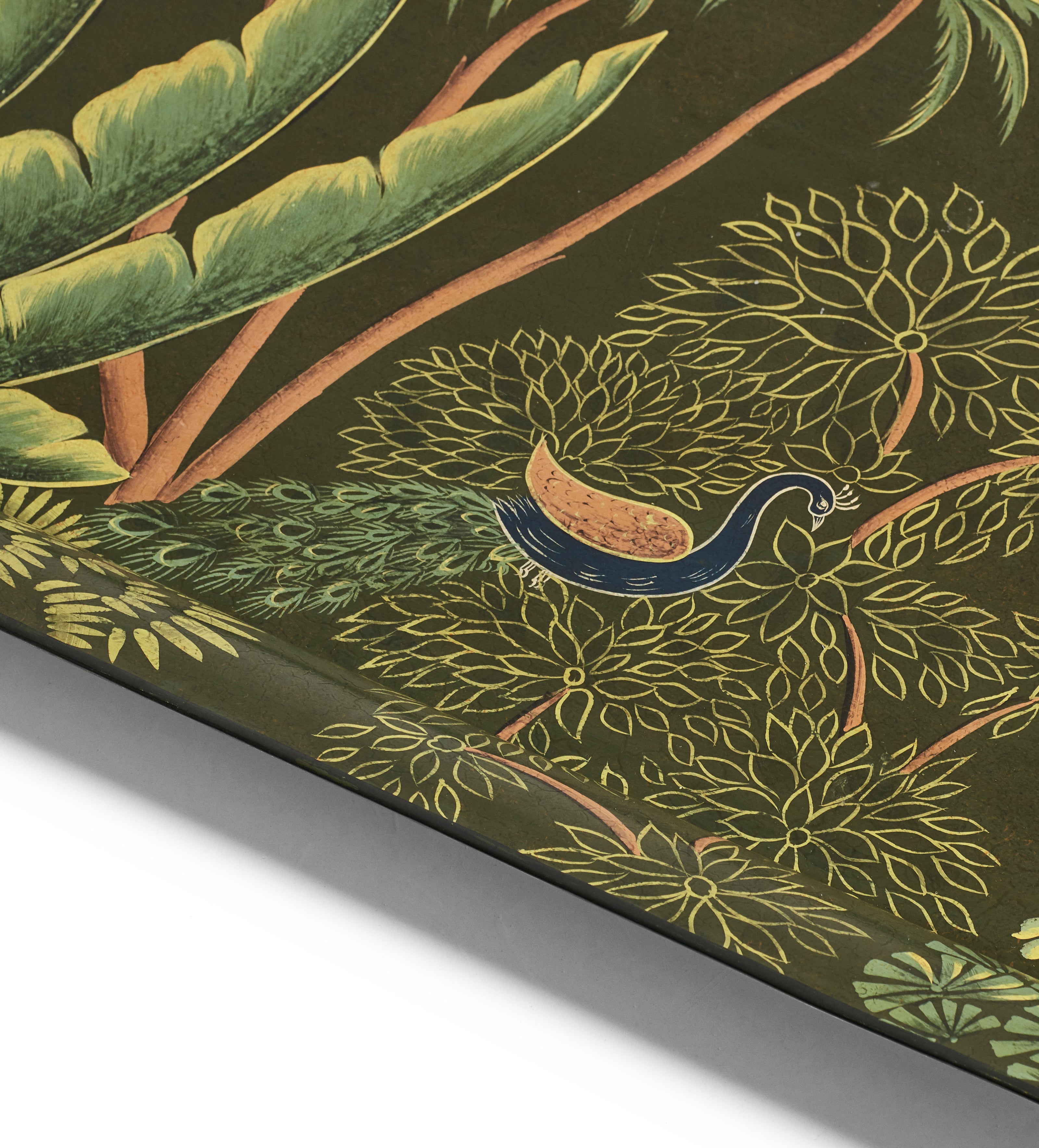 Large Palmier Ottoman Tray - Green