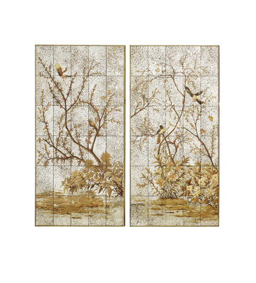 Phaethon Mirrored Wall Art Panels - Antique Gold