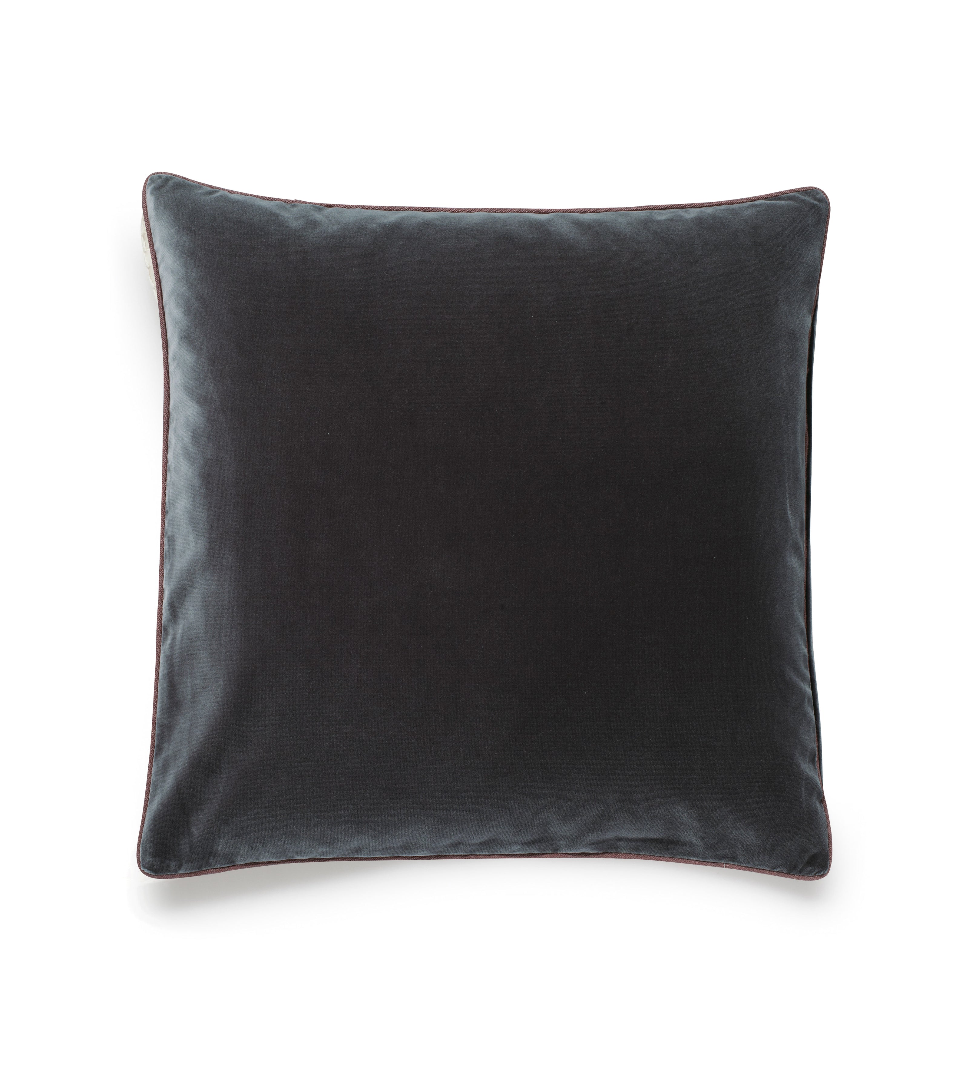 Plain Velvet Cushion Cover Grey Green OKA