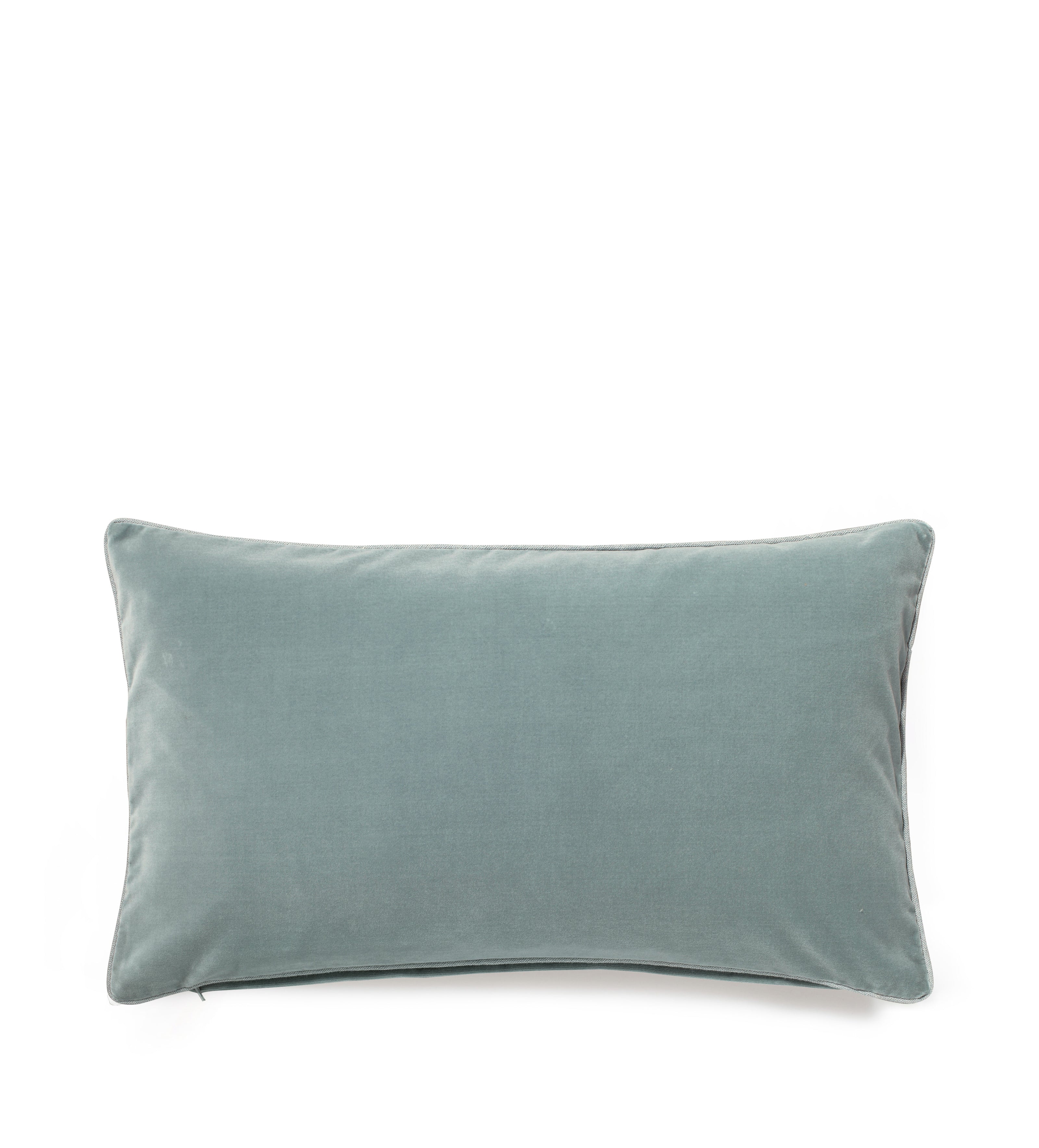 Plain Velvet Rectangular Cushion Cover Gainsborough Blue OKA