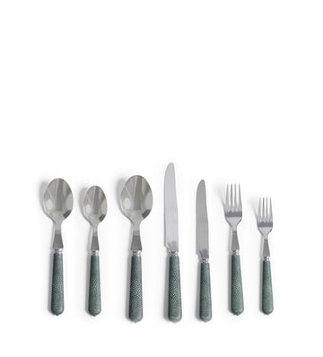 Pompadour Faux Shagreen Cutlery - 28-Piece Set - Jade