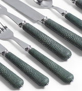 Pompadour Faux Shagreen Cutlery - Jade