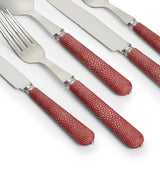 Pompadour Faux Shagreen Cutlery - 28 Piece Set - Earthy Red