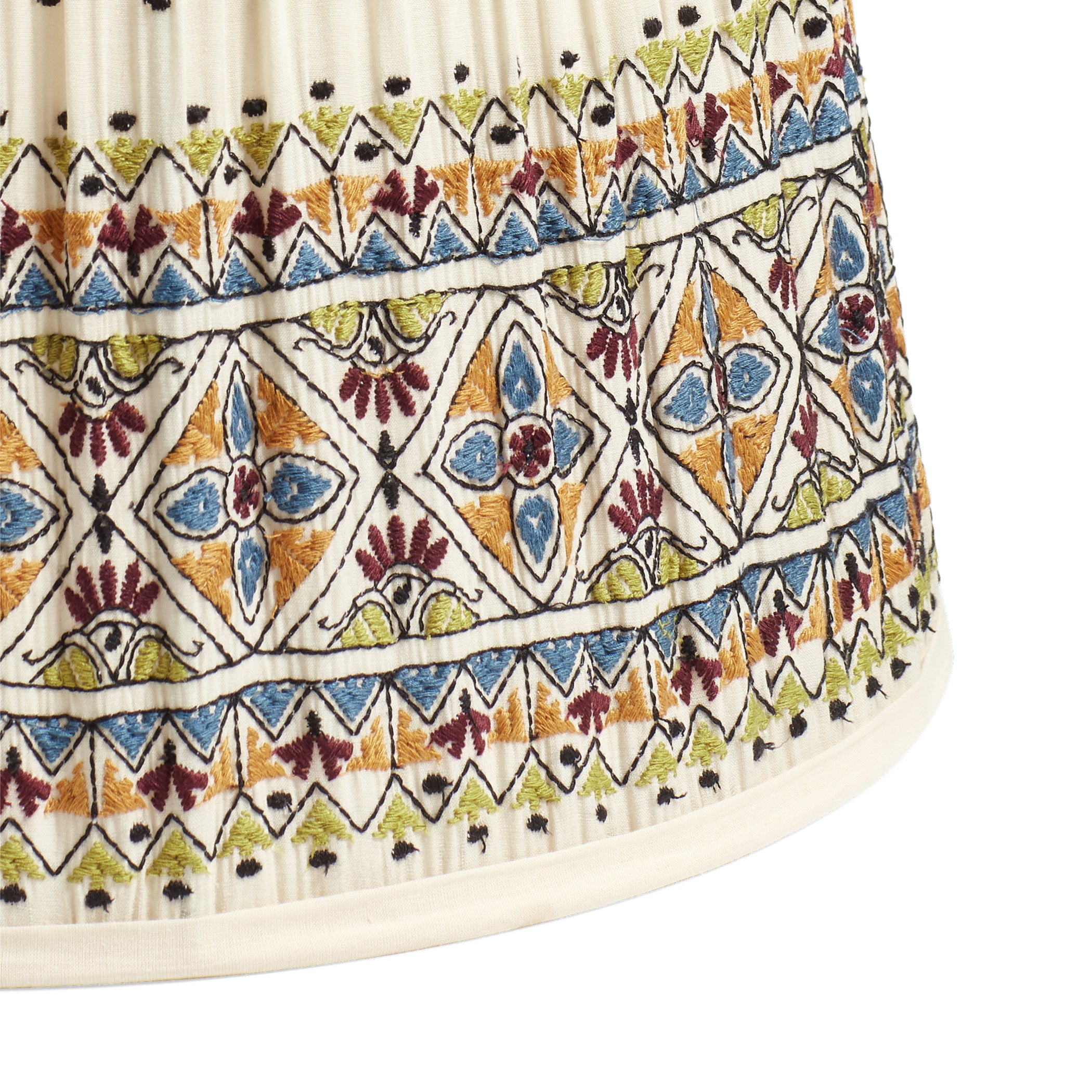 Ponto Embroidered Cotton Lampshade 35cm - Natural/Multi