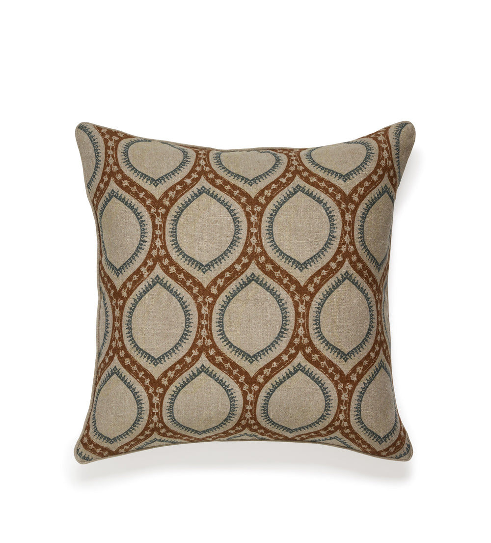 Prisha Cushion Cover - Burnt Orange/Air Force Blue