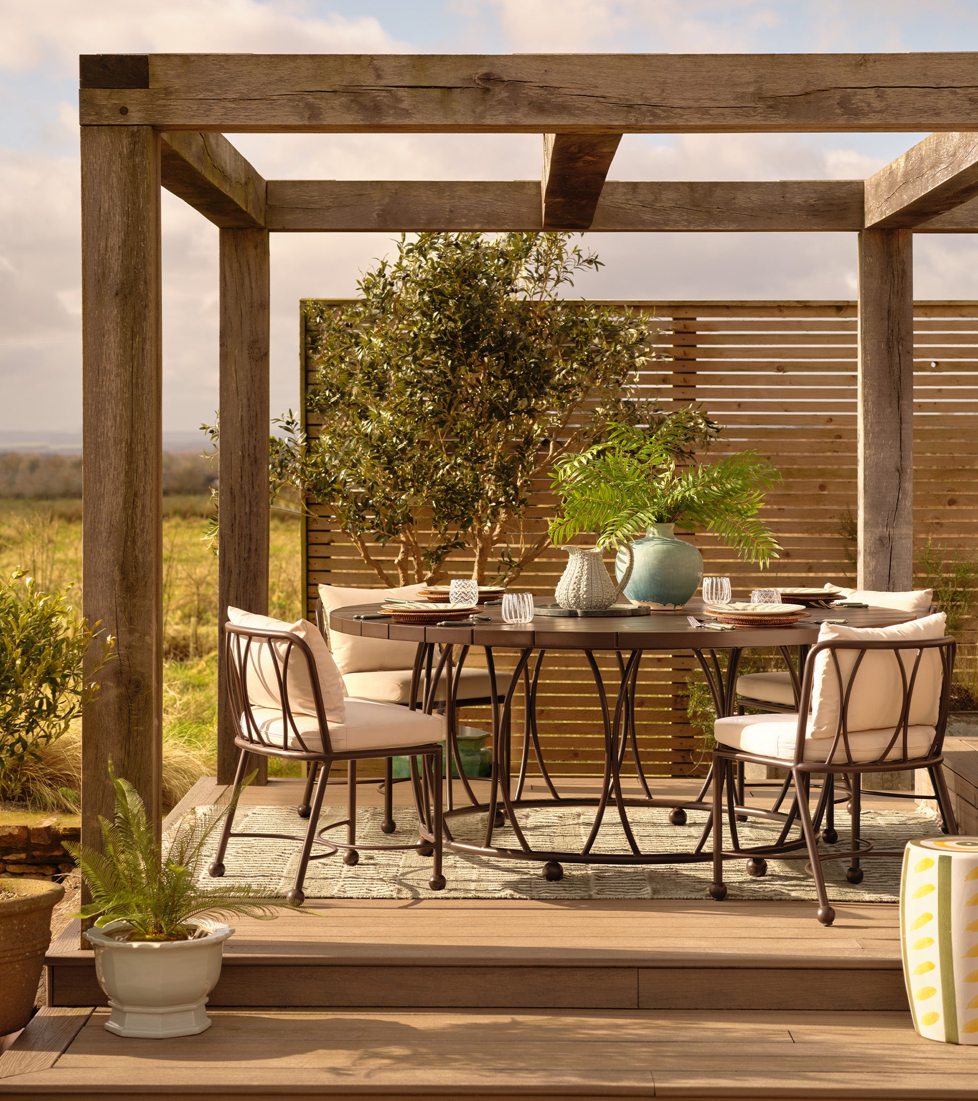 Rametto Garden Dining Table - Ebony/Brown