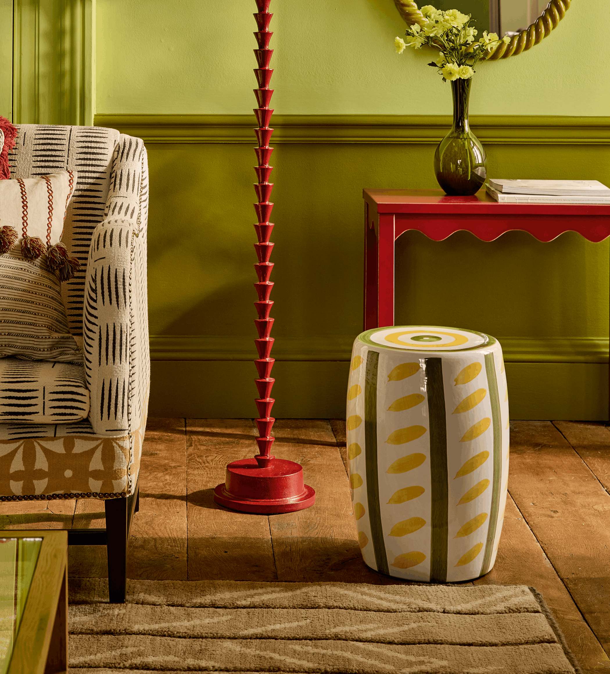 Rander Ceramic Stool - Spruce/Yellow