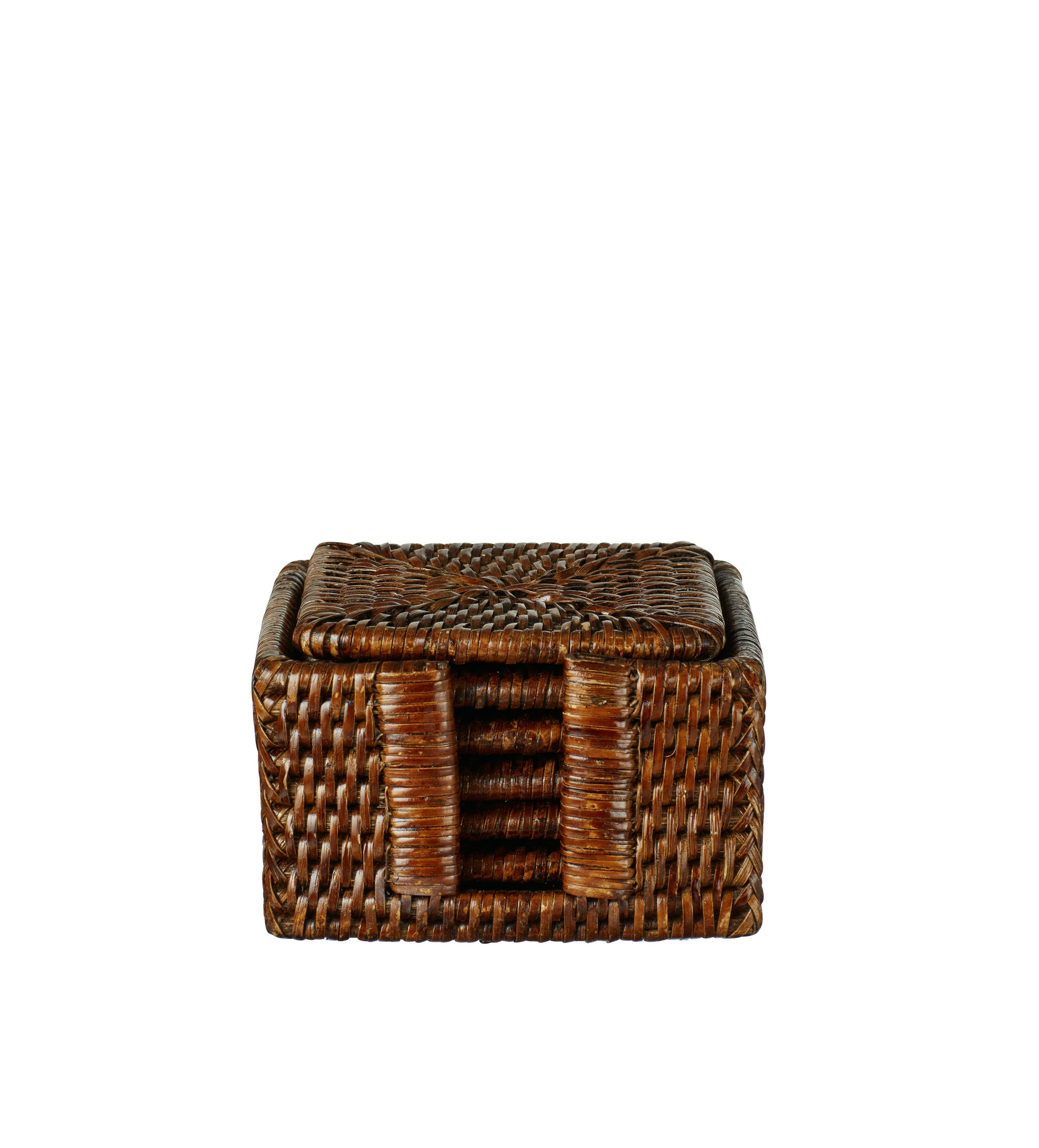 Rattan Coasters - Set of Six - Brown